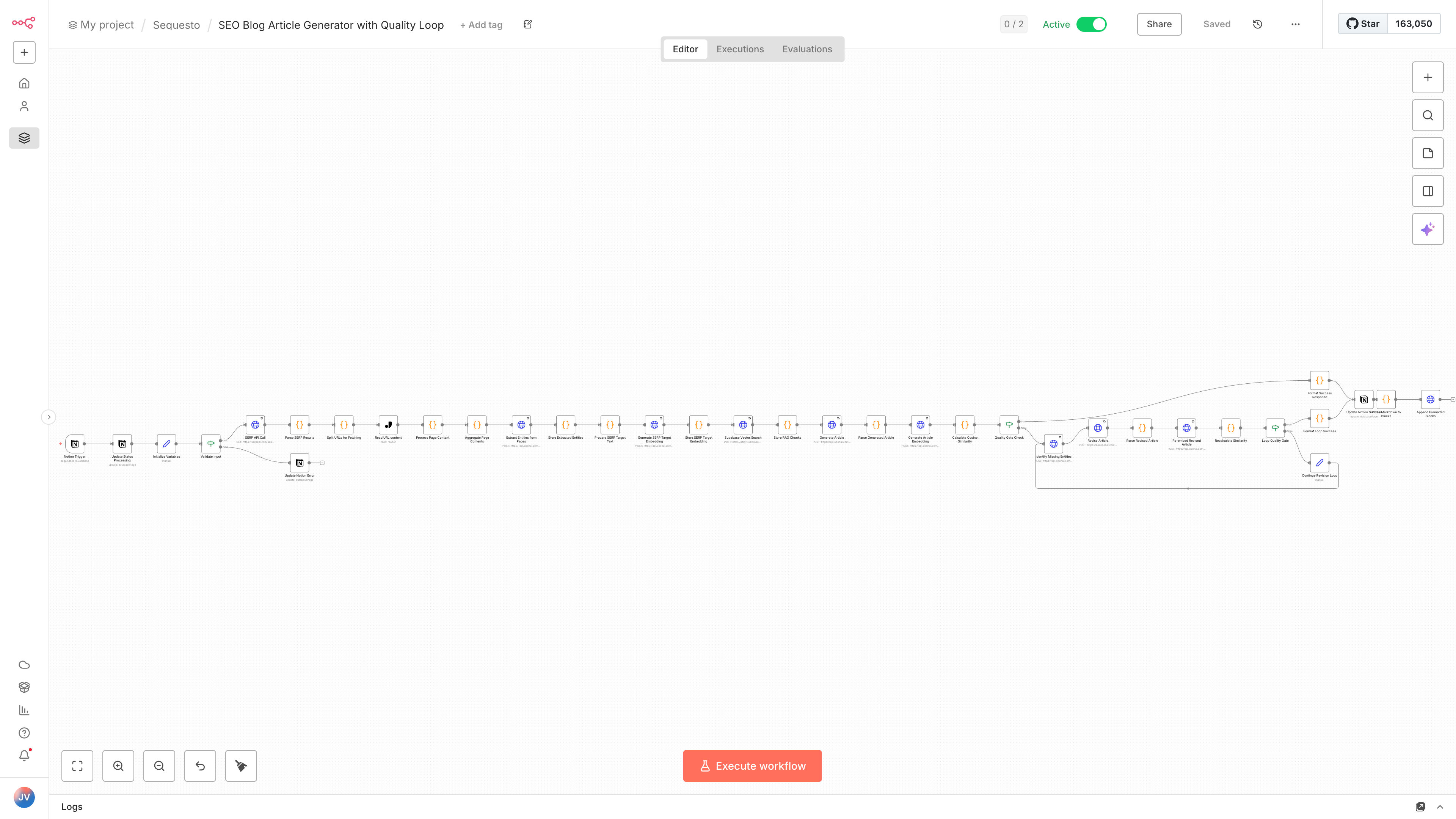 SEO Blog Article Generator Workflow